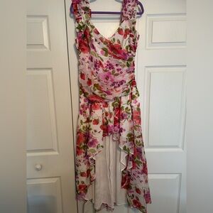 Abercrombie & Fitch Floral Pink and Green High-Low Dress